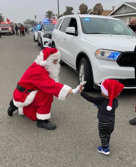 Santa Claus visits a local youngster.